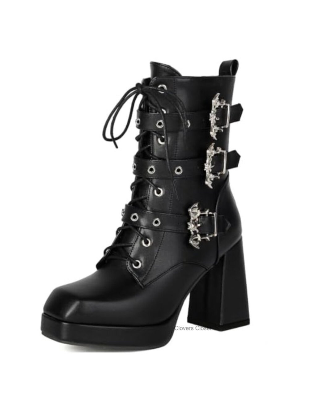 Goth Platform Combat Boots Chunky High Heeled Ankle Boot